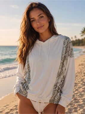 Beach Riot Cream Pullover Hoodie -cotton and poly material